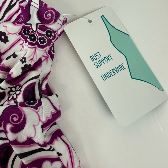 Swim Solutions Tankini Bikini Top Womens Size US 10 Purple Floral Underwire NWT - Picture 3 of 10